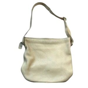 Vintage Coach Beige Pebbled Leather Hobo Shoulder Bag Large Zip Top Tan